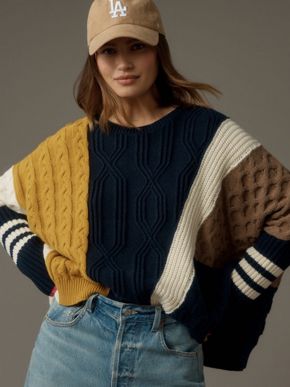 Maeve Colorblock Cable Knit
Sweater Sz M